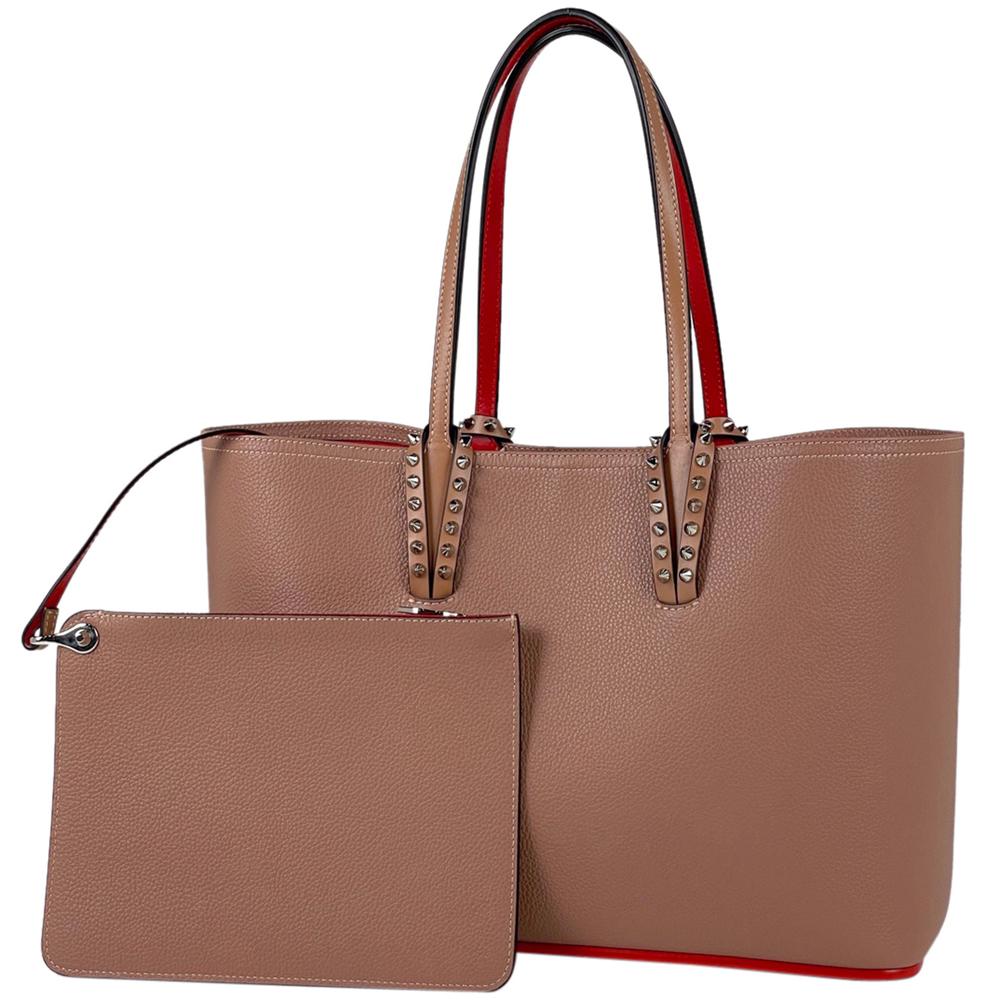 Christian Louboutin Kabata Small Tote Bag Shoulder Bag Leather Pink Red